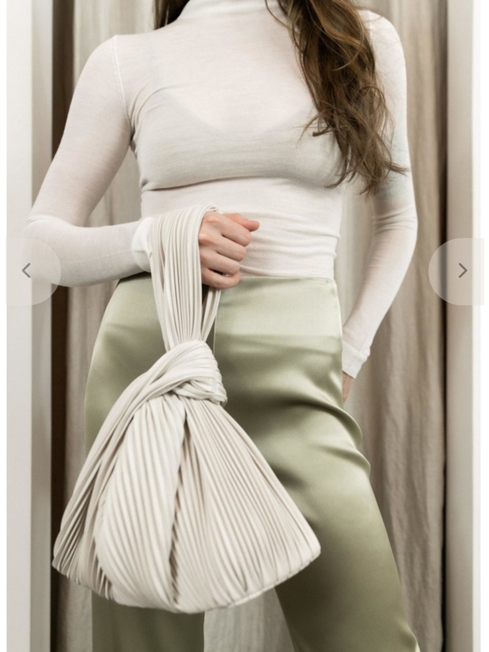 Nanushka Off-White Pleated Knot-Detail Shoulder Bag